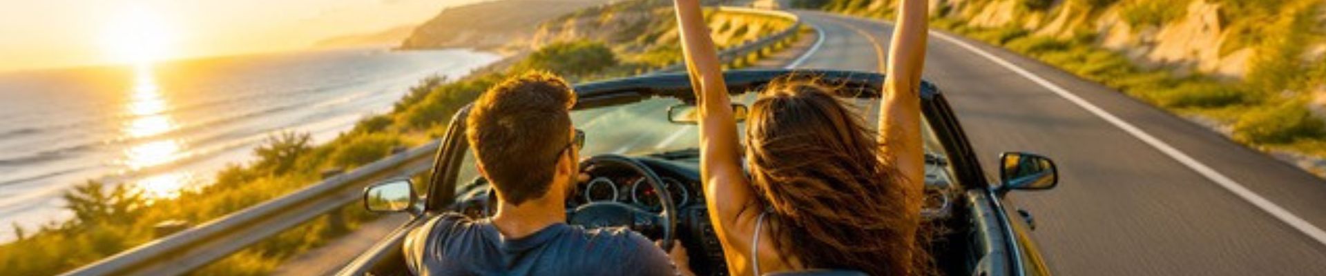 couple in a convertible 